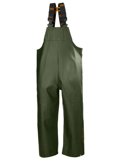 Helly Hansen Men's Gale Rain Bib in Army Green from the front