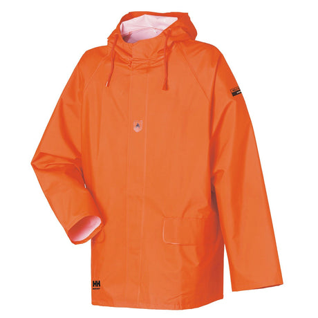 Helly Hansen Men's Horten Flame Retardant Rain Jacket in Fluor Orange from the front