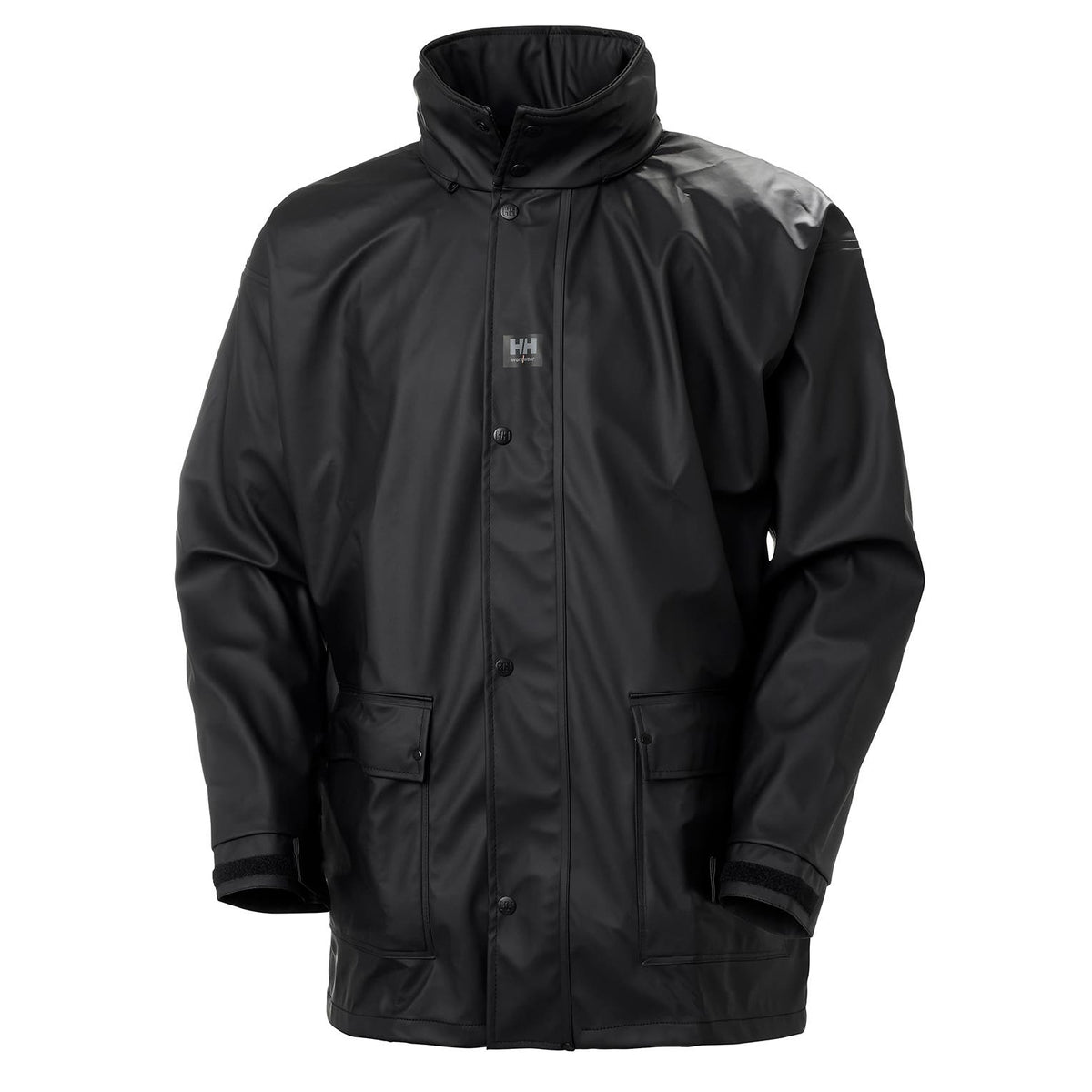 Helly Hansen Men's Impertech Deluxe Rain Jacket in Black from the front