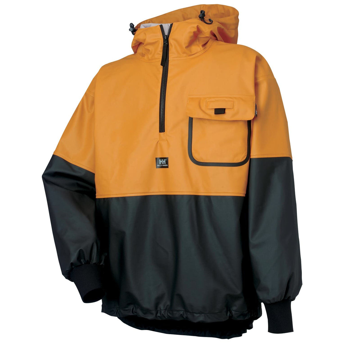 Helly Hansen Men's Roan Anorak Waterproof Coated PU Rain Jacket in Ochre/Charcoal from the front