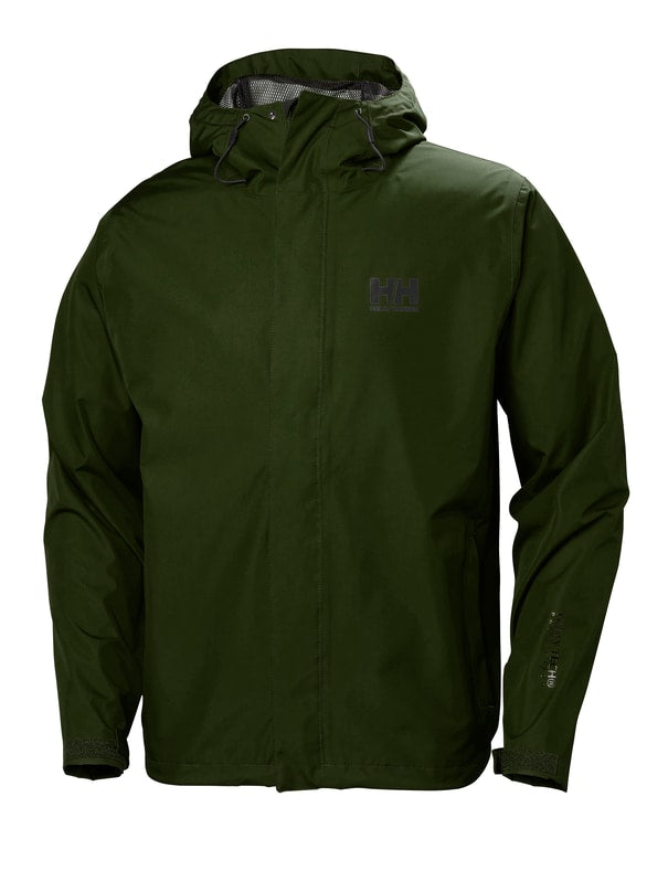 Helly Hansen Men's Seven J Rain Jacket in Forest Night from the front