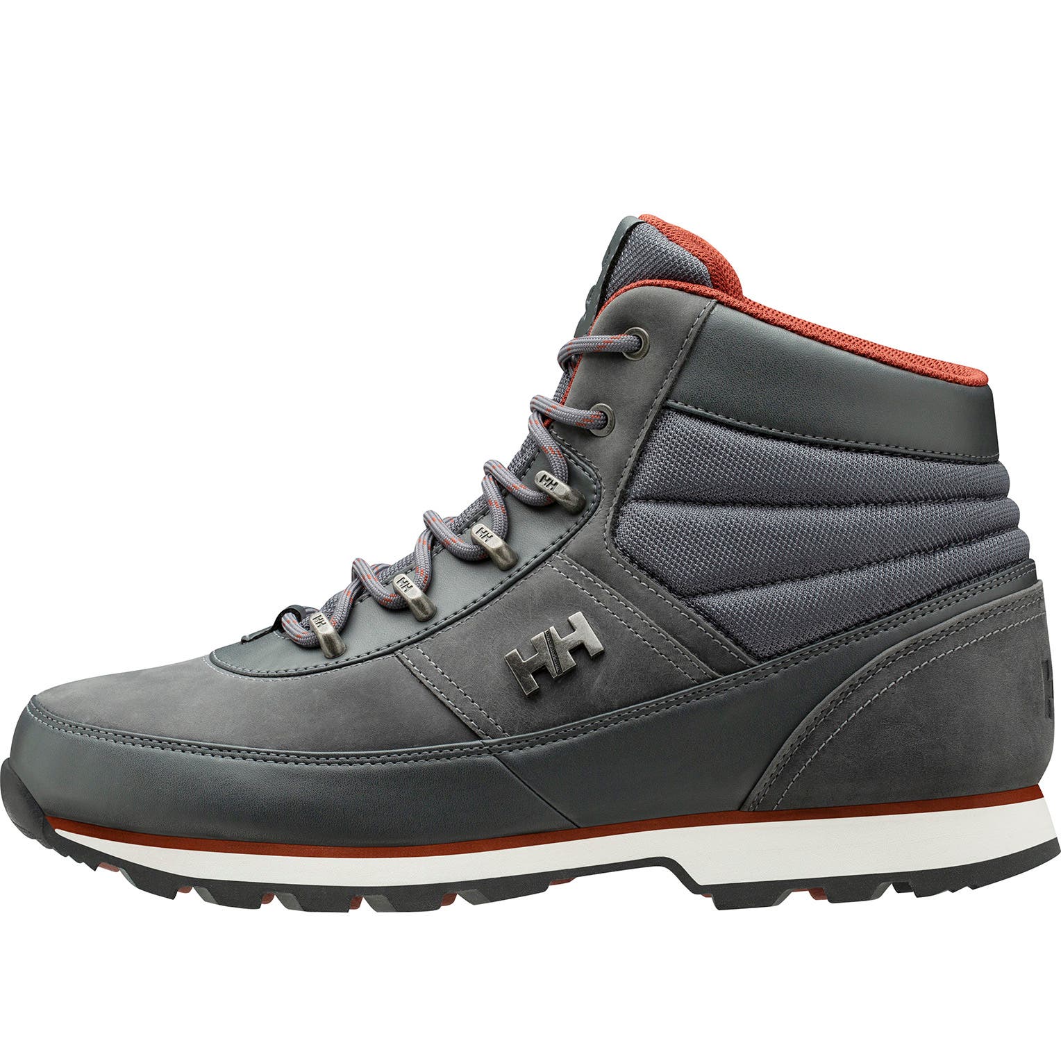 Helly Hansen Men's Woodlands Winter Boot in Ebony-Charcoal-Redwoo from the side