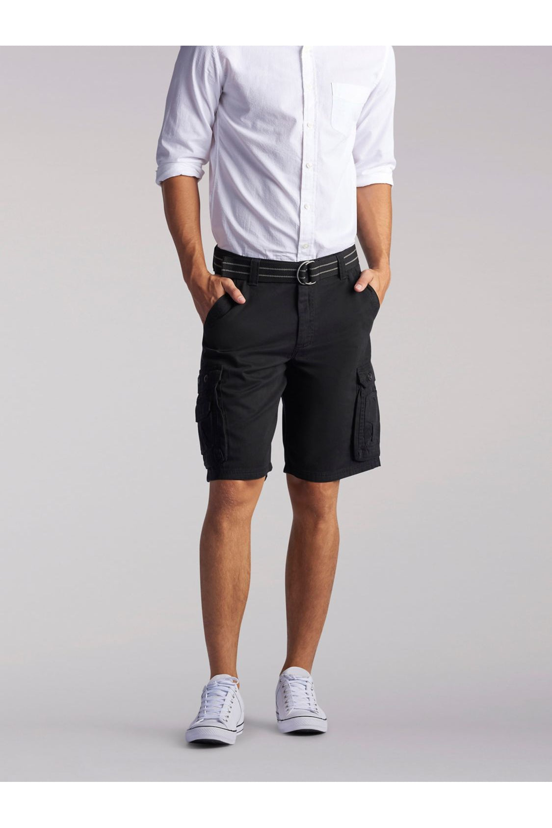 Big and Tall Wyoming Cargo Short in Black from Front View