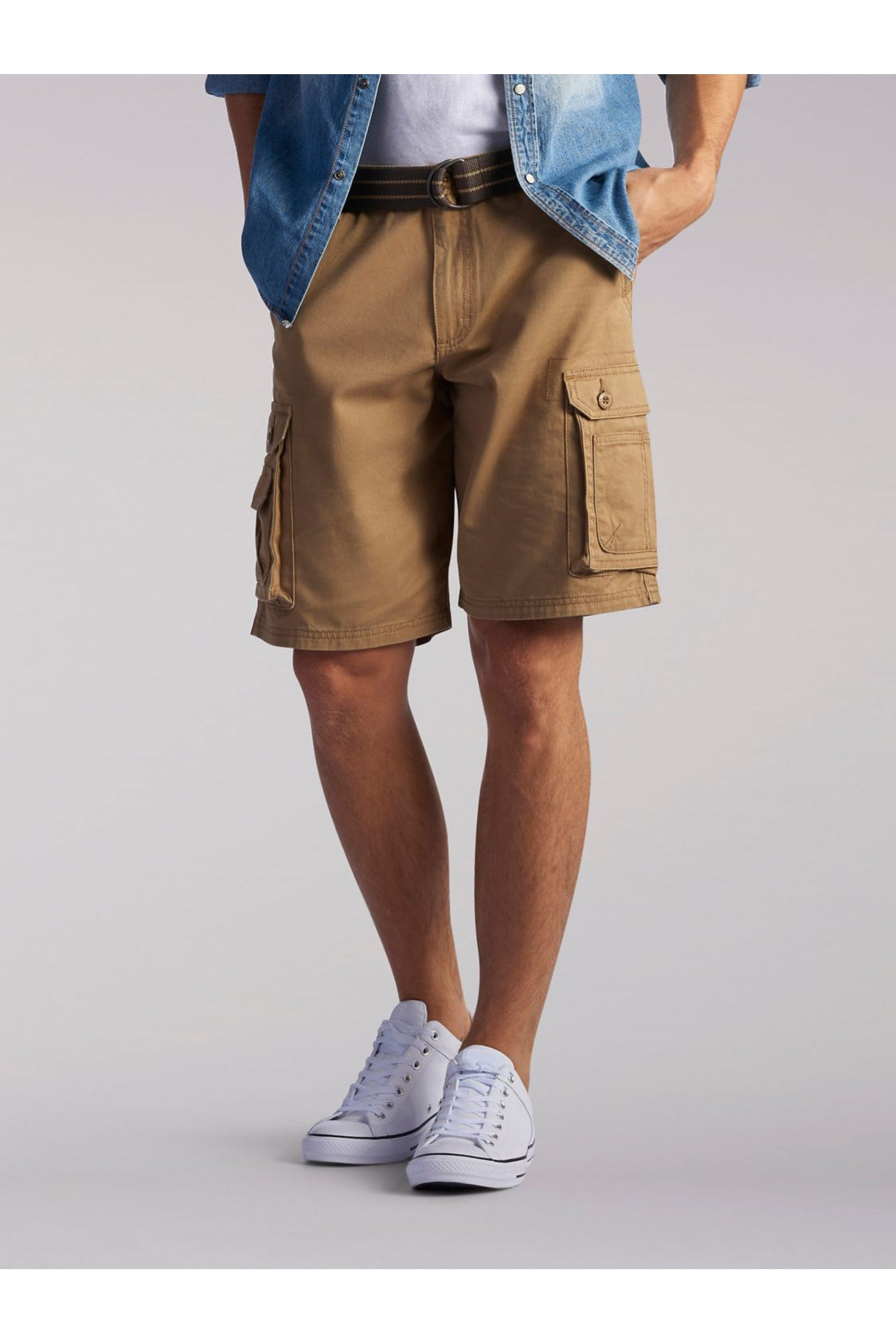 Big and Tall Wyoming Cargo Short in Bourbon from Front View