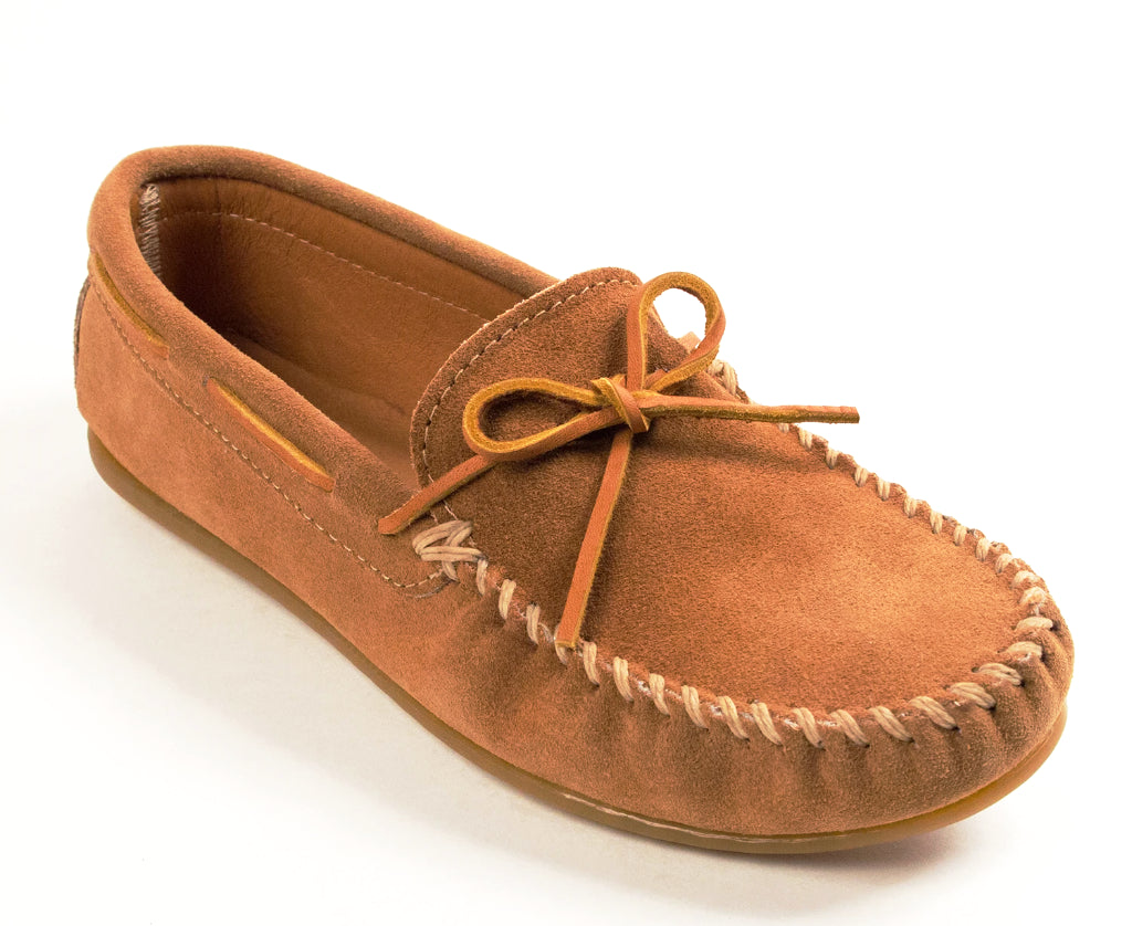 Classic Moccasin in Taupe from 3/4 Angle View