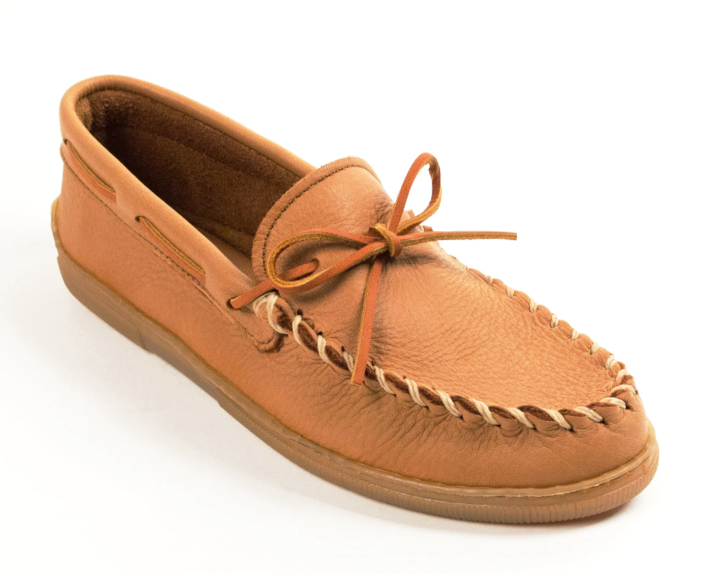 Moosehide Classic Moccasin in Natural from 3/4 Angle View