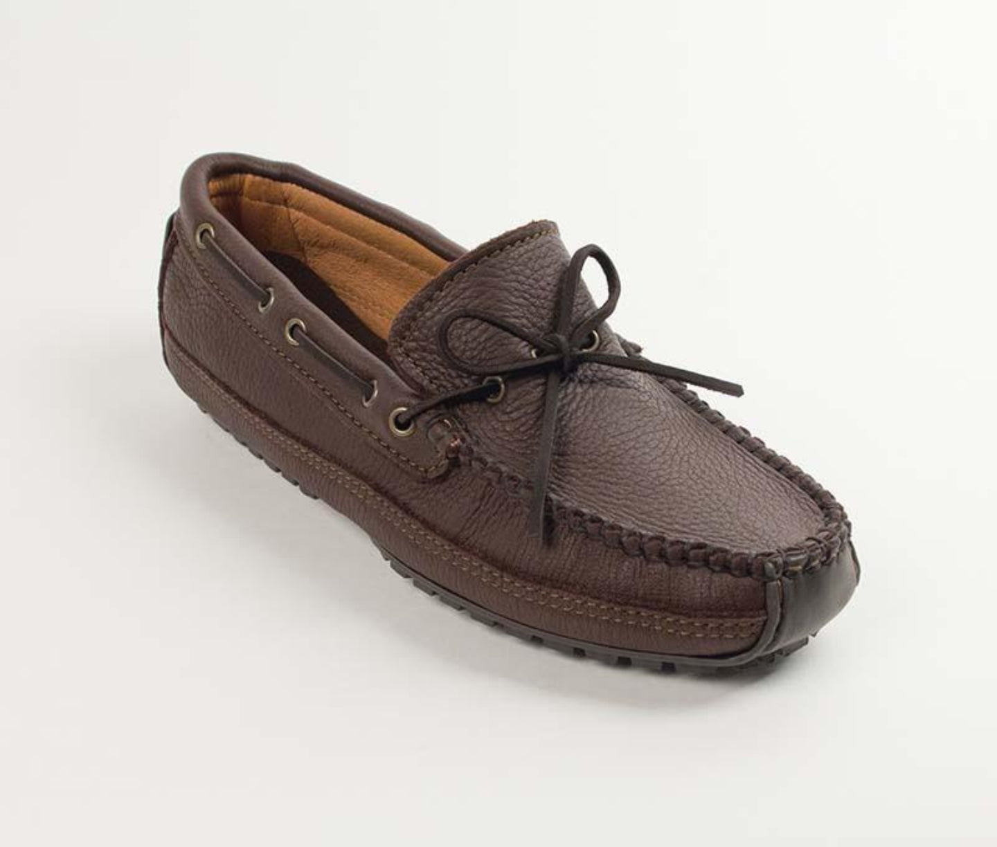 Moosehide Weekender Moccasin in Chocolate from 3/4 Angle View