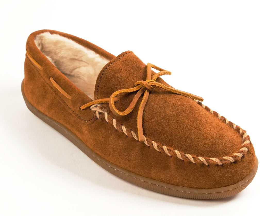 Pile Lined Hardsole Slipper in Brown from 3/4 Angle View