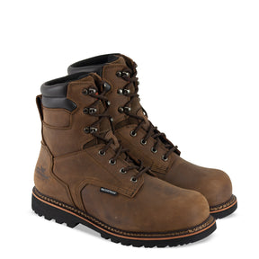 Thorogood 804-3237 Men's V-Series 8" Waterproof Semi-oblique Composite Toe Work Boot in Brown Crazyhorse from the side