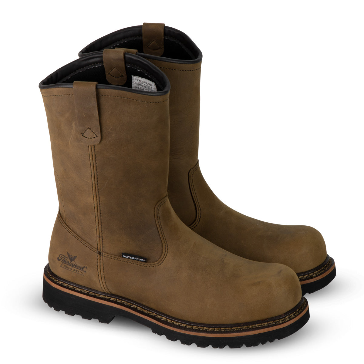 Thorogood 804-3239 Men's V-Series Wellington Waterproof Semi-oblique Composite Toe Work Boot in Brown Crazyhorse from the side