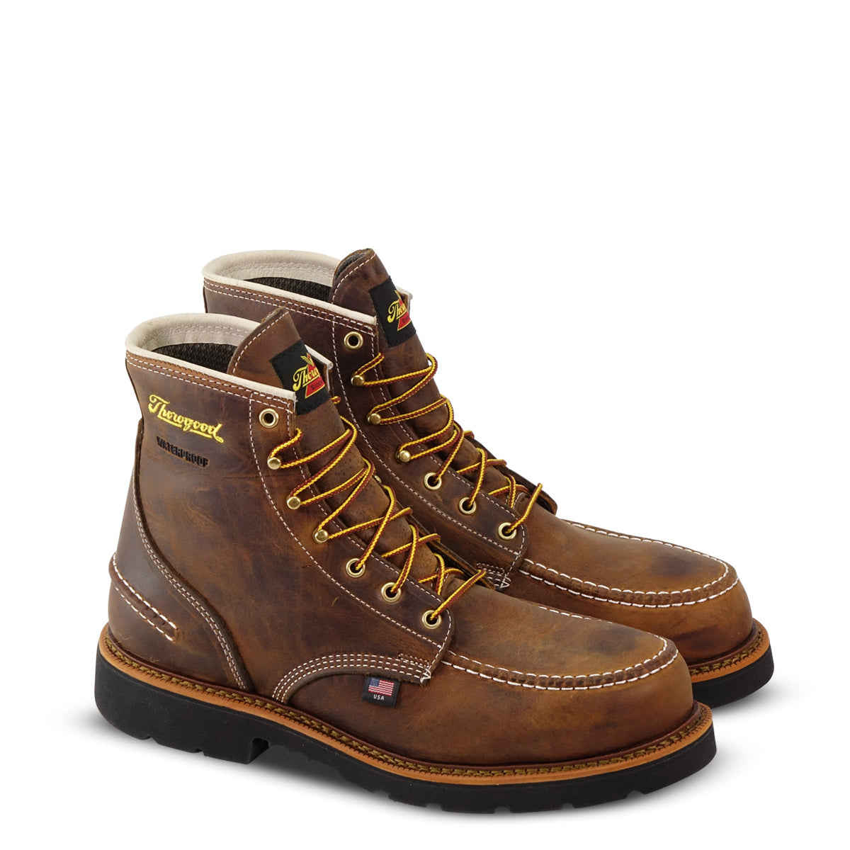 Thorogood 804-3696 Men's 1957 Series 6" Moc Toe MAXWear 90™ Waterproof Steel Safety Toe Work Boot in Crazyhorse from the side