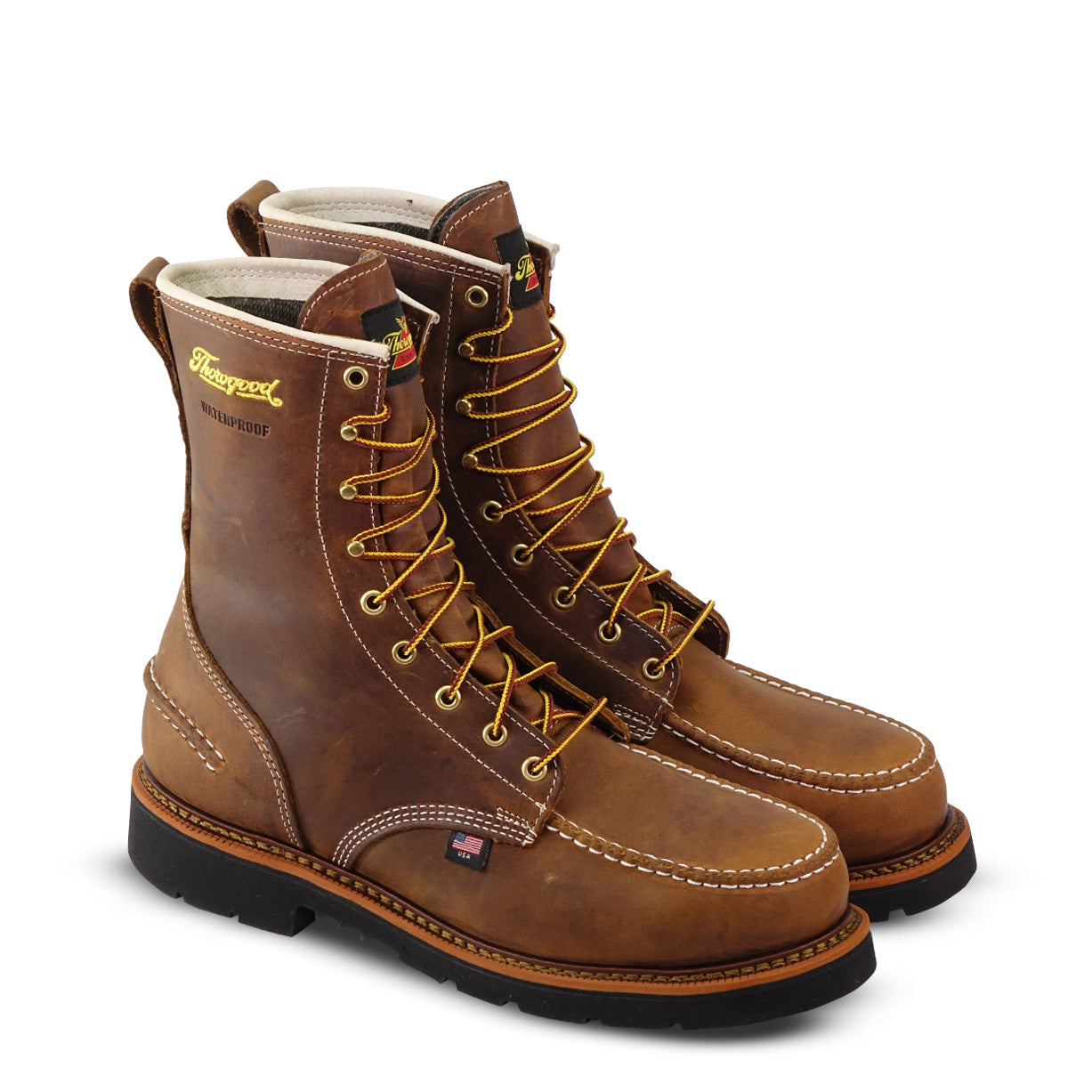 Thorogood 804-3898 Men's 1957 Series 8" Moc Toe MAXWear 90™ Waterproof Steel Safety Toe Work Boot in Crazyhorse from the side