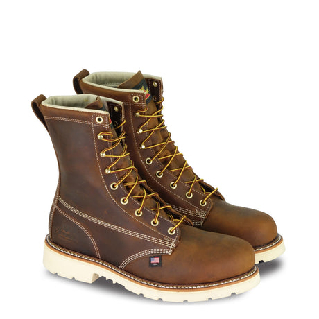 Thorogood 804-4379 Men's American Heritage 8" Plain Toe MAXWear 90™ Steel Safety Toe Work Boot in Trail Crazyhorse Leather from the side