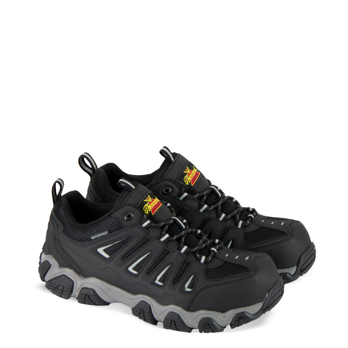 Thorogood 804-6293 Men's Crosstrex Series Low Hiker Composite Safety Toe Work Boot in Black/Grey from the side
