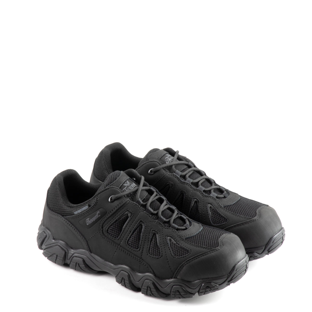 Thorogood 834-6293 Men's Crosstrex Series Oxford Hiker BBP Waterproof Uniform Boot in Black/Grey from the side