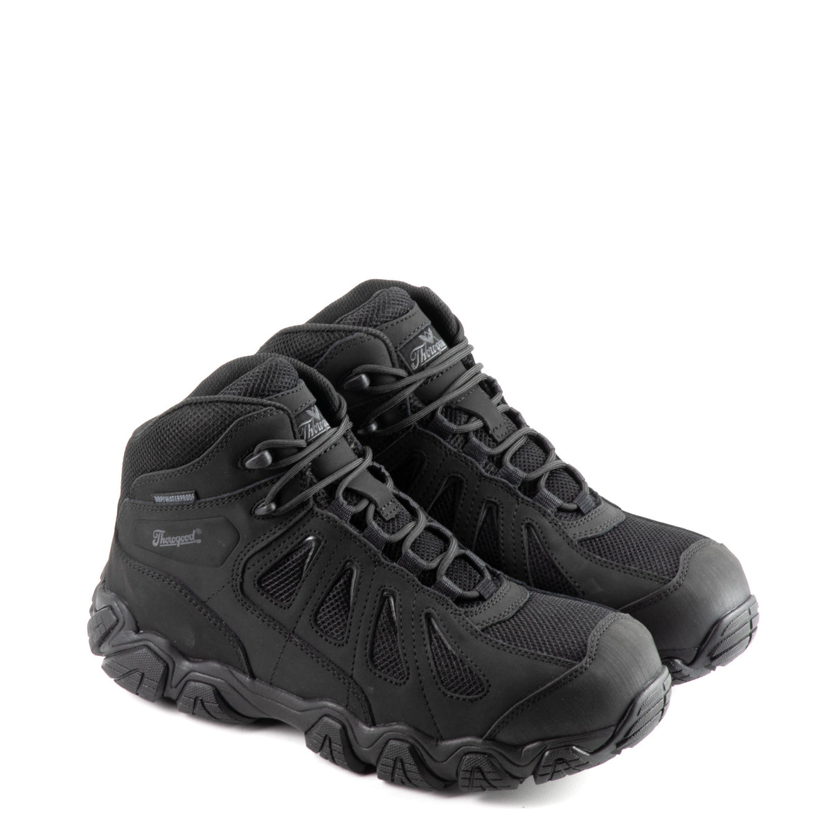 Thorogood 834-6294 Men's Crosstrex Series Mid Hiker BBP Waterproof Uniform Boot in Black/Grey from the side
