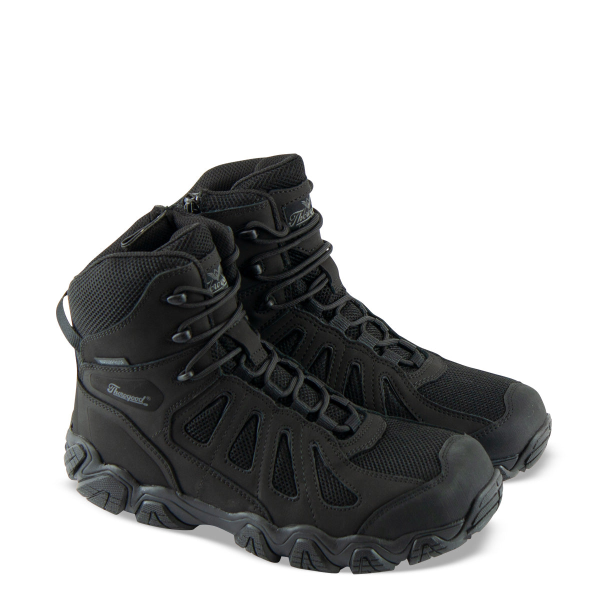 Thorogood 834-6295 Men's Crosstrex Series 6" Side Zip BBP Waterproof Uniform Boot in Black/Grey from the side