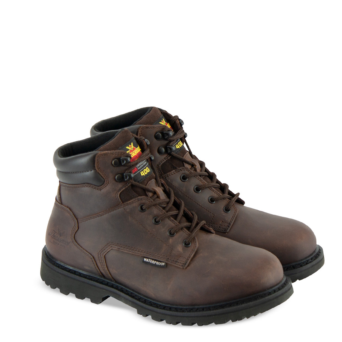 Thorogood 864-4280 Men's V-Series 6" 400g Insulated Waterproof Hunting Boot in Brown Crazyhorse from the side