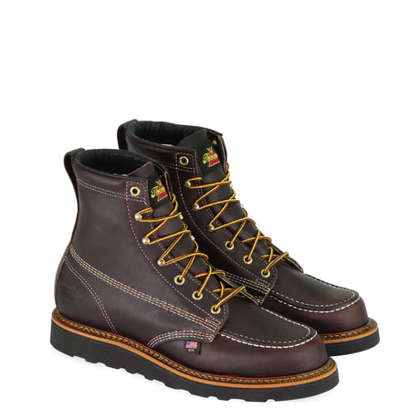 Thorogood Men's American Heritage 6" Moc Toe MAXWear Wedge™ Non-Safety Toe Work Boot in Black Walnut from the side
