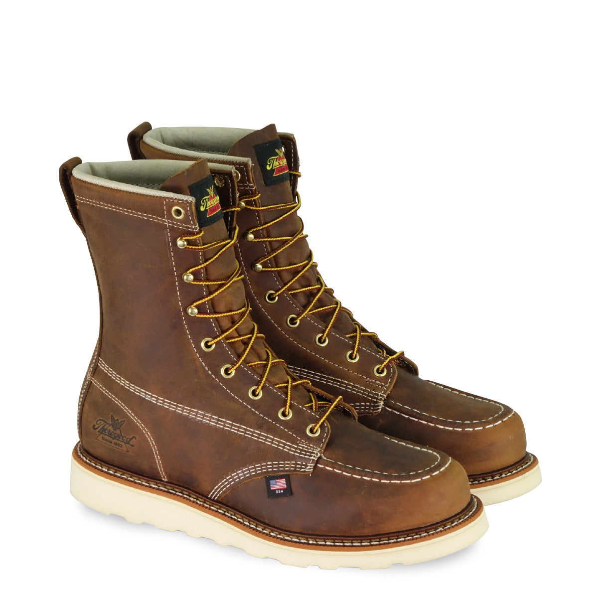 Thorogood Men's American Heritage 8" Moc Toe MAXWear Wedge™ Non-Safety Toe Work Boot in Trail Crazyhorse from the side