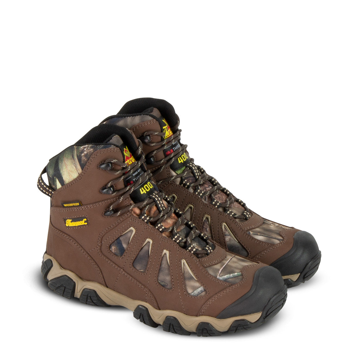 Thorogood Men's Crosstrex Series 6" 400g Insulated Waterproof Hiking Boot in Brown/ Mossy Oat® from the side