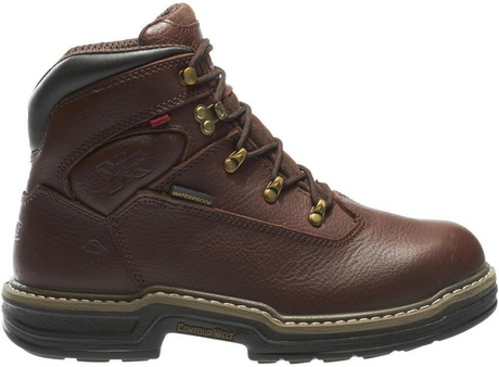 Men's Wolverine Buccaneer Waterproof 6 Work Boot in Dark Brown