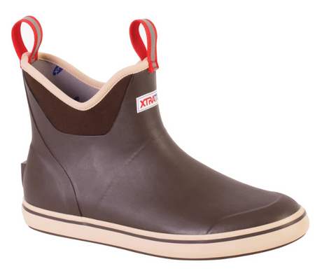 Men's Xtratuf 6" Ankle Deck Boot in Chocolate/Tan from the side