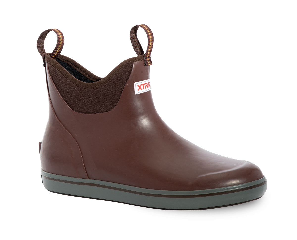 Men's Xtratuf 6" Ankle Deck Boot in Maroon from the side