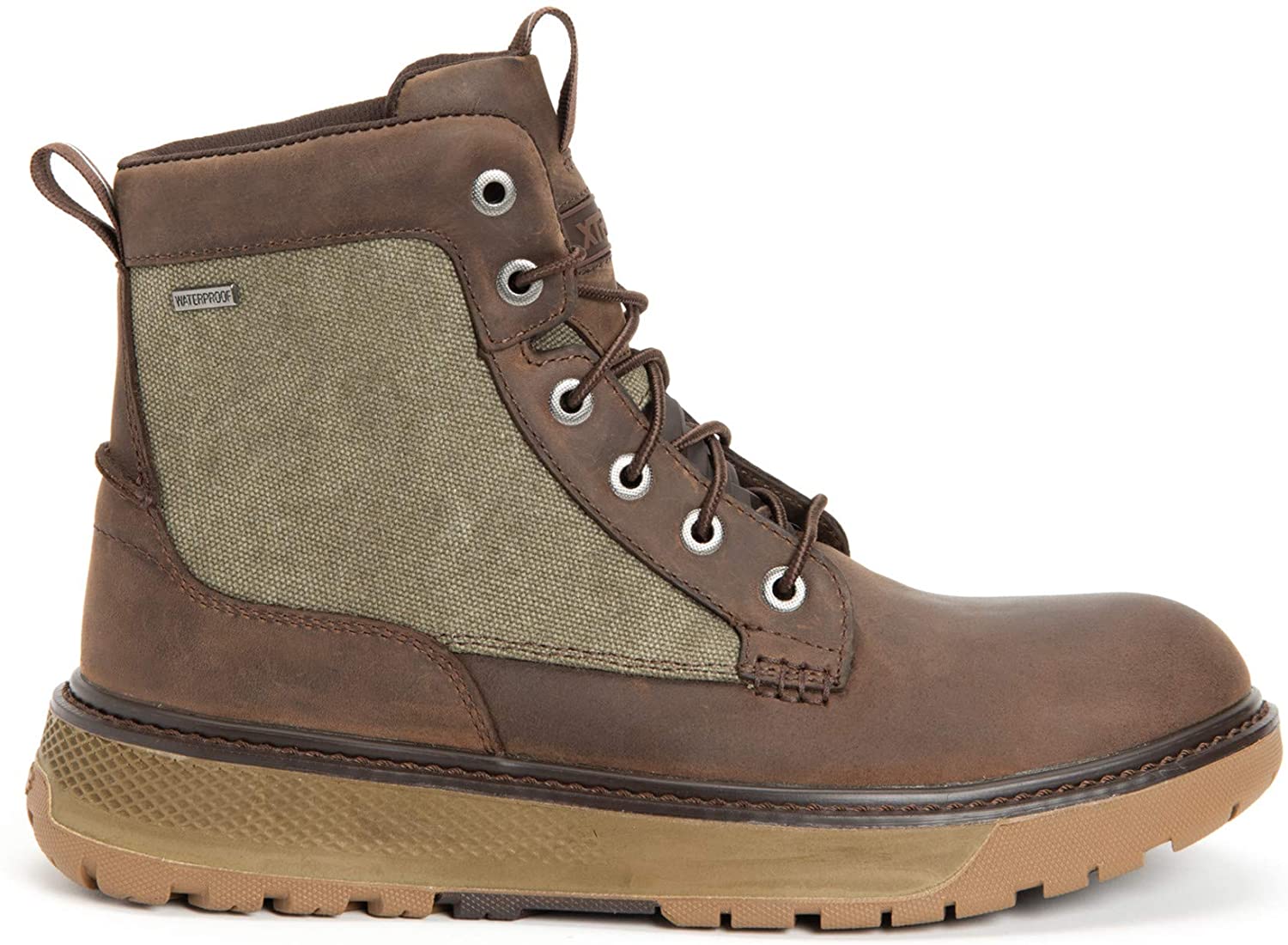 Men's Xtratuf Bristol Bay Work Boot in Brown/Green from the side