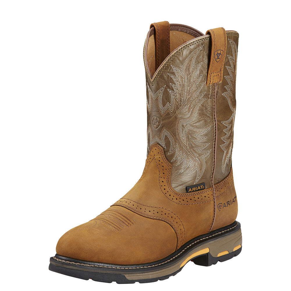 Men's Ariat Workhog Pull-On Work Boot in Aged Bark
