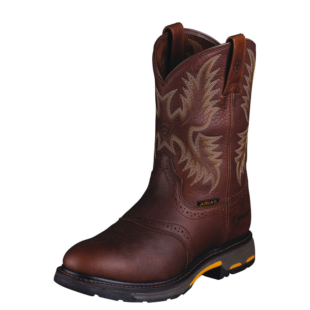 Men's Ariat Workhog Pull-On Work Boot in Dark Copper