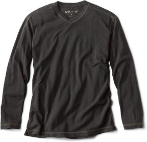 Montana Morning High V-Neck in Obsidian from front view