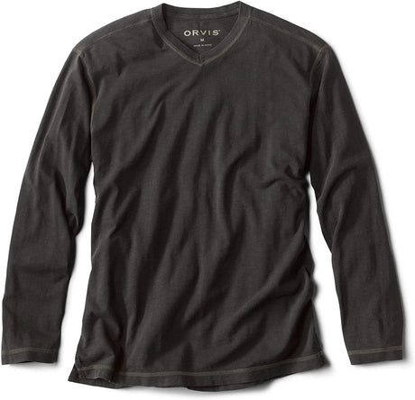 Montana Morning High V-Neck in Obsidian from front view