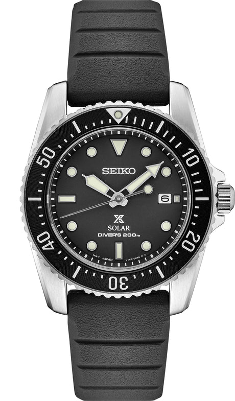 Seiko Men's Prospex Stainless Watch in color Black from the front view