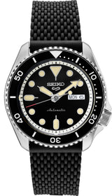 Seiko 5 Sports Men's Stainless Watch in color Black from the front view