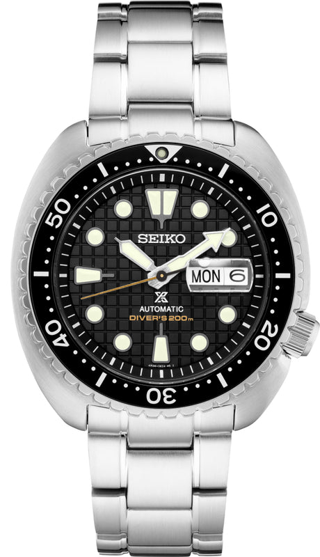 Seiko Men's Prospex Stainless Watch in color Black from the front view