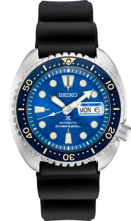 Seiko Men's Prospex Stainless Watch in color Black from the front view
