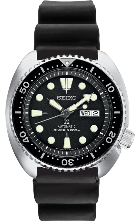 Seiko Men's Prospex Stainless Watch in color Black from the front view