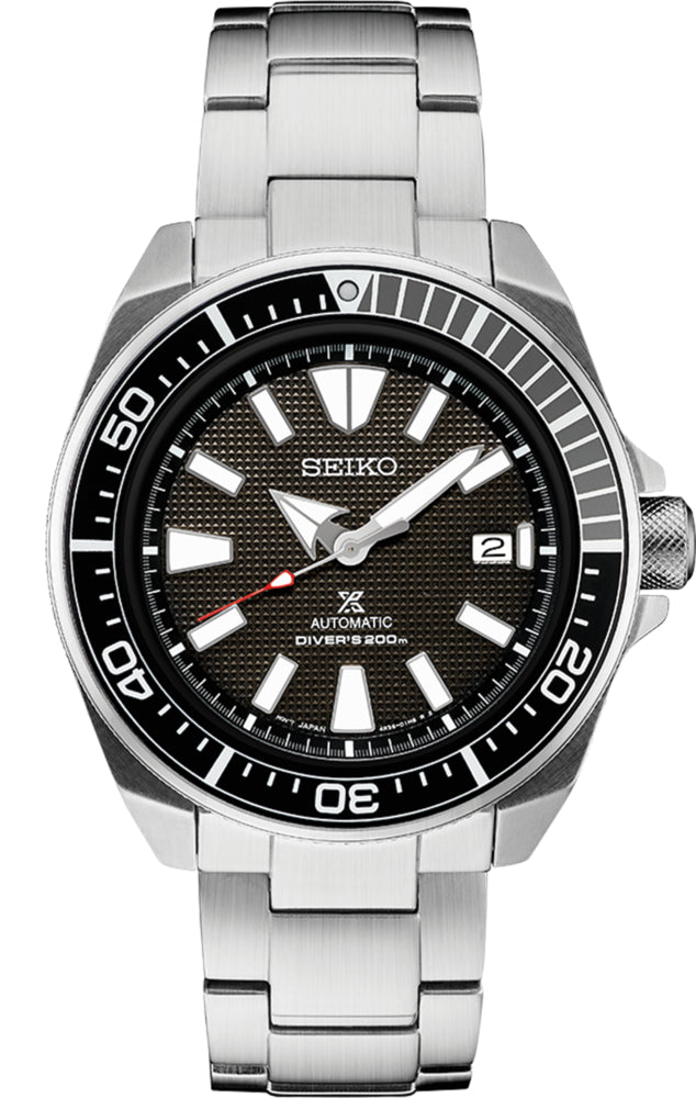 Seiko Men's Prospex Stainless Watch in color Black from the front view