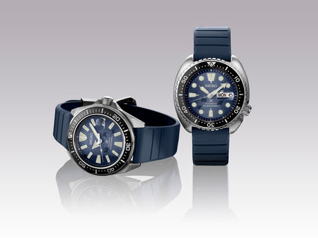 Seiko Men's Prospex Stainless Watch in color Blue from the front view