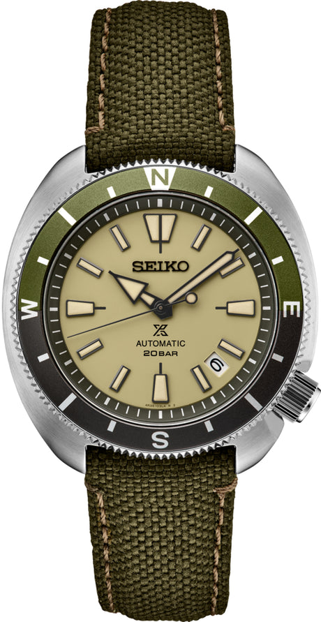 Seiko Men's Prospex Stainless Watch in color Green from the front view