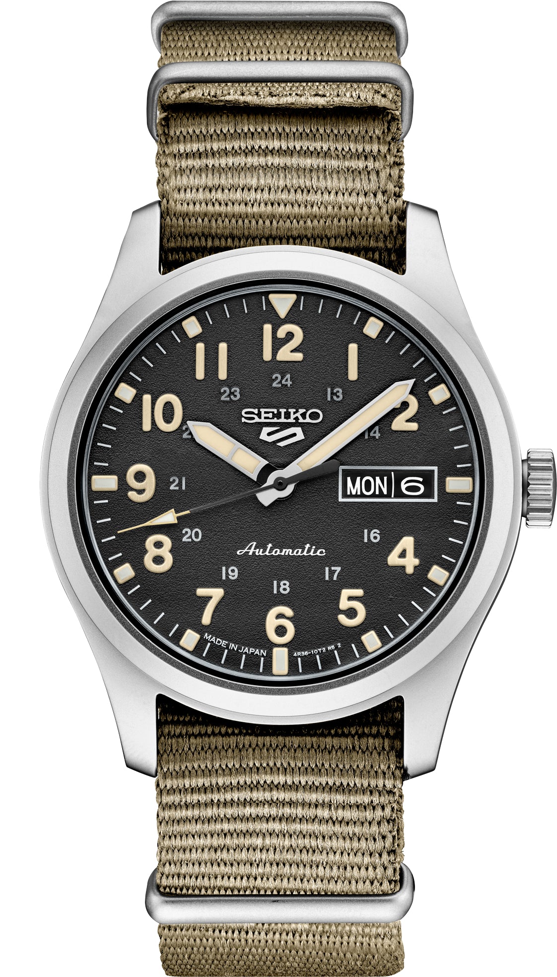 Seiko 5 Sports Men's Stainless Watch in color Tan from the front view