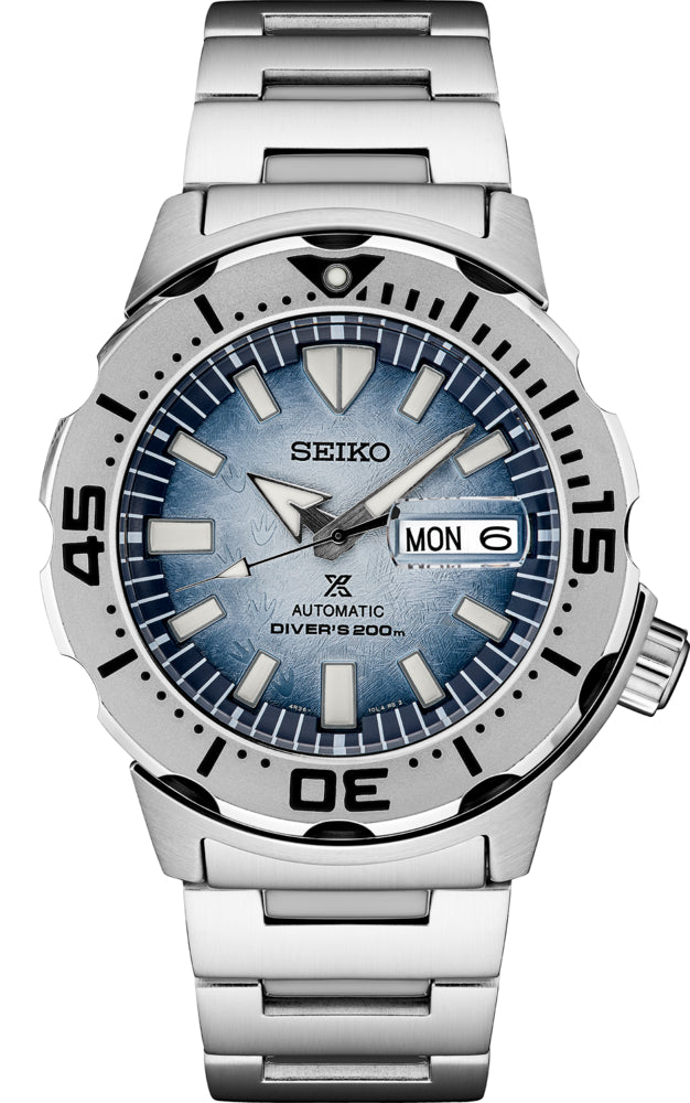 Seiko Men's Prospex Stainless Watch in color Blue, Silver-tone from the front view