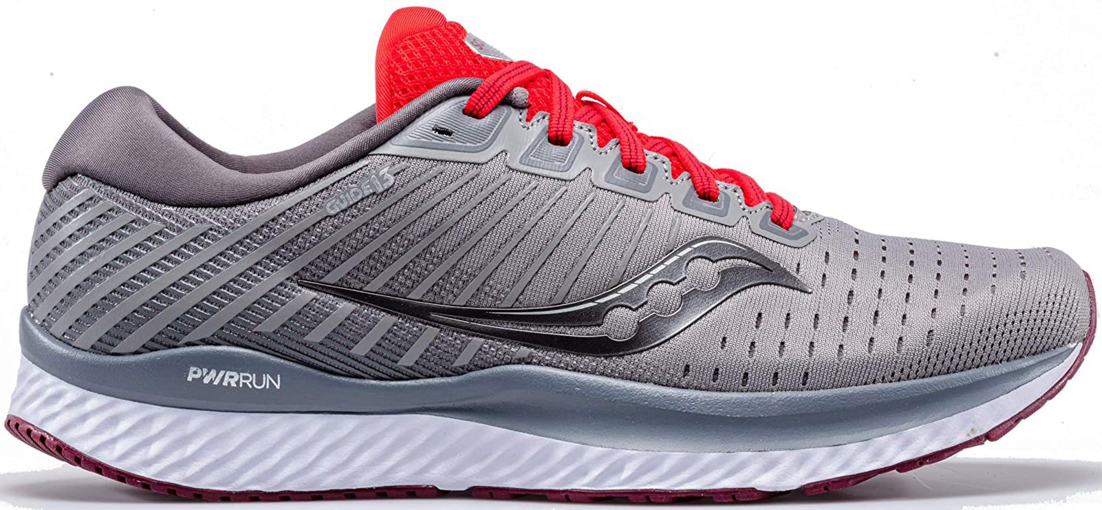 Saucony Men's Guide 13 Running Shoe in Alloy Red Side Angle View