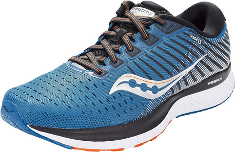 Saucony Men's Guide 13 Running Shoe in Blue Silver Side Angle View