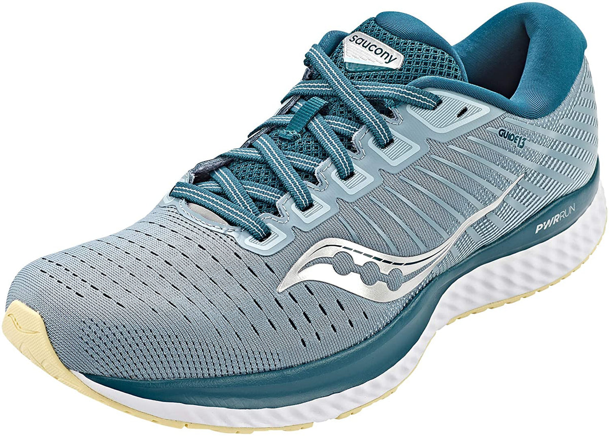 Saucony Men's Guide 13 Running Shoe in Mineral Deep Teal Side Angle View