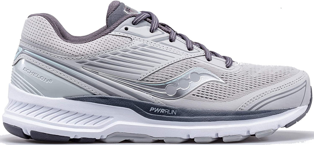 Saucony Women's Echelon 8 Running Shoe in Alloy Charcoal Side Angle View