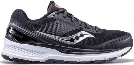 Saucony Women's Echelon 8 Running Shoe in Black White Side Angle View