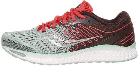 Saucony Women's Freedom 3 Running Shoe in Sky Gry Coral Side Angle View