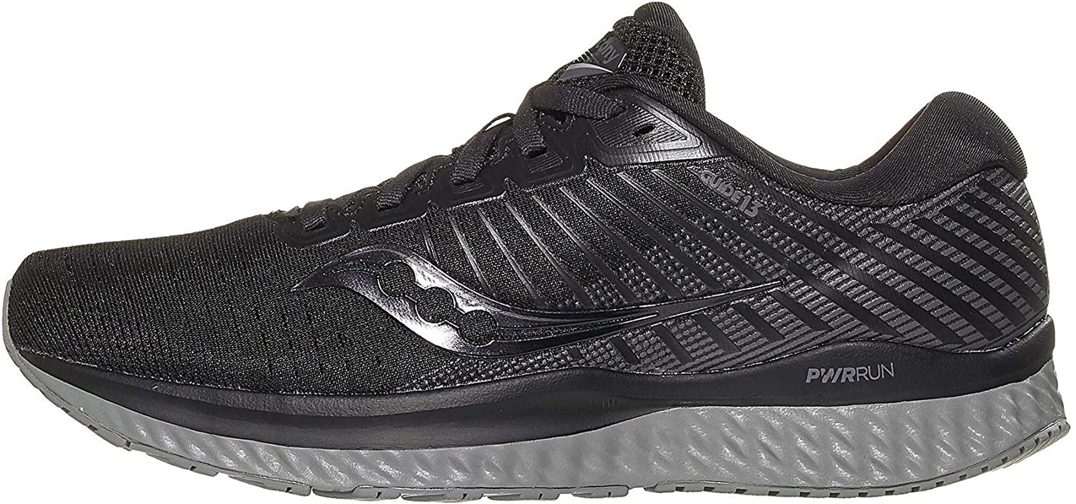 Saucony Women's Guide 13 Running Shoe in Blackout Side Angle View